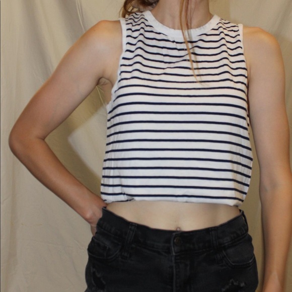 Aerie Navy + White Striped Muscle Tank Size Small - Picture 2 of 10